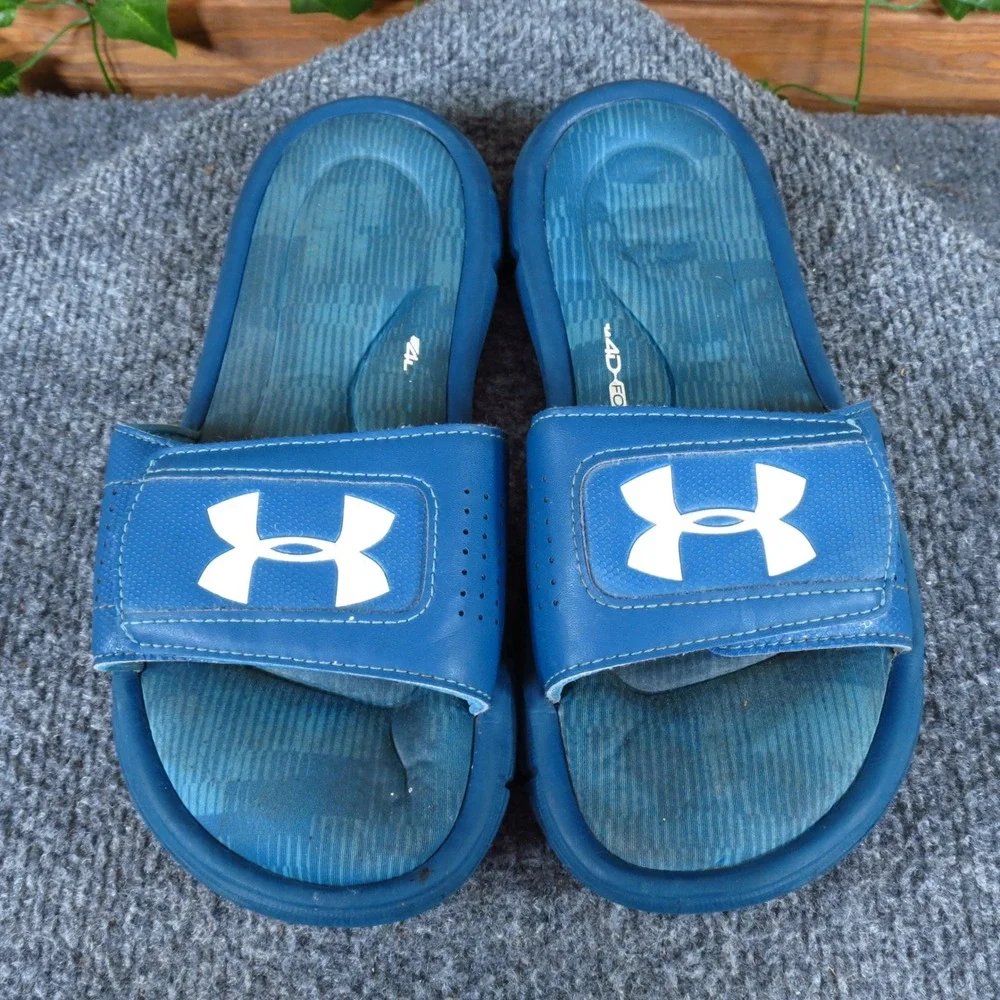 Under Armour Ignite Fleet V Boys Slide Sandals Size 5Y Athletic Sports Blue‎